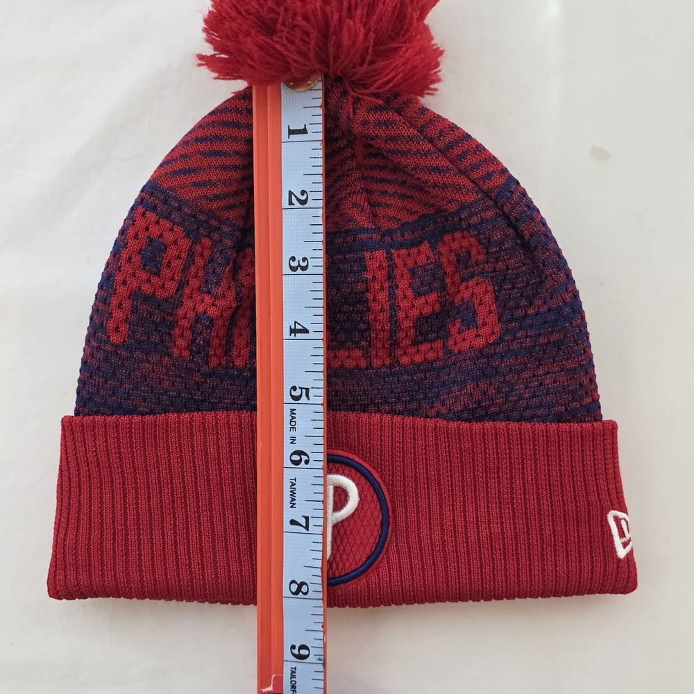 New Era Philadelphia Phillies MLB On-Field Knit Pom Beanie Hat Red/Blue OS - Picture 11 of 11